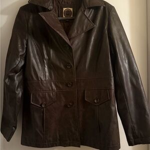 Women's Brown Faux Leather Bomber Jacket